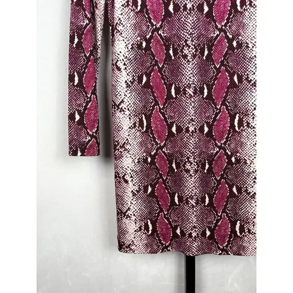 Diane von Furstenberg Purple Snake Print Reina Long Sleeve Dress Silk Sz 6 - Picture 3 of 14